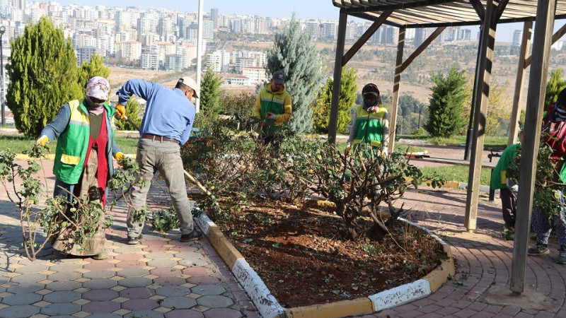 Karaköprü'deki Parklarda ve Yeşil Alanlarda Bakım Çalışmaları Sürüyor