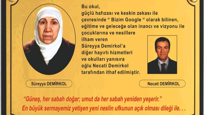 Hayırsever İşadamının Yaptırdığı Okulda Dikkat Çeken Yazı 