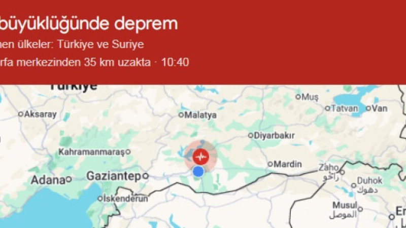 Şanlıurfa’da 5,4 Büyüklüğünde Deprem Meydana Geldi