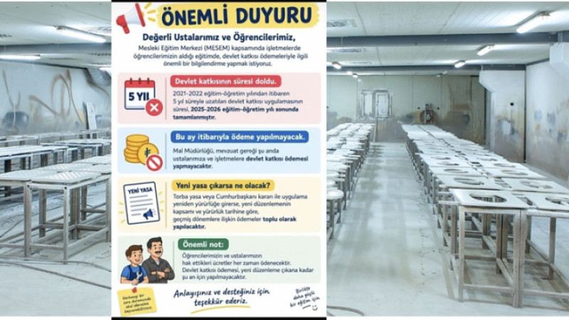 MESEM’de Devlet Katkısı Ödemeleri Durdu: Ustalara Ödeme Yapılmayacak
