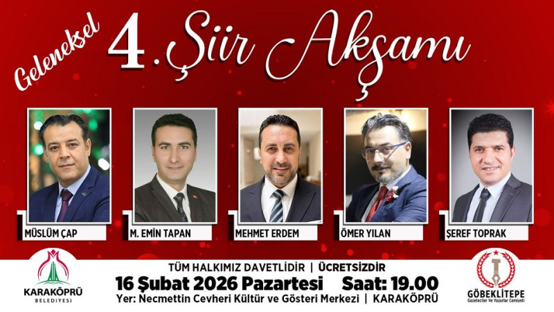 Duygular Mısralarla Buluşacak: Şiir Akşamı 16 Şubat’ta